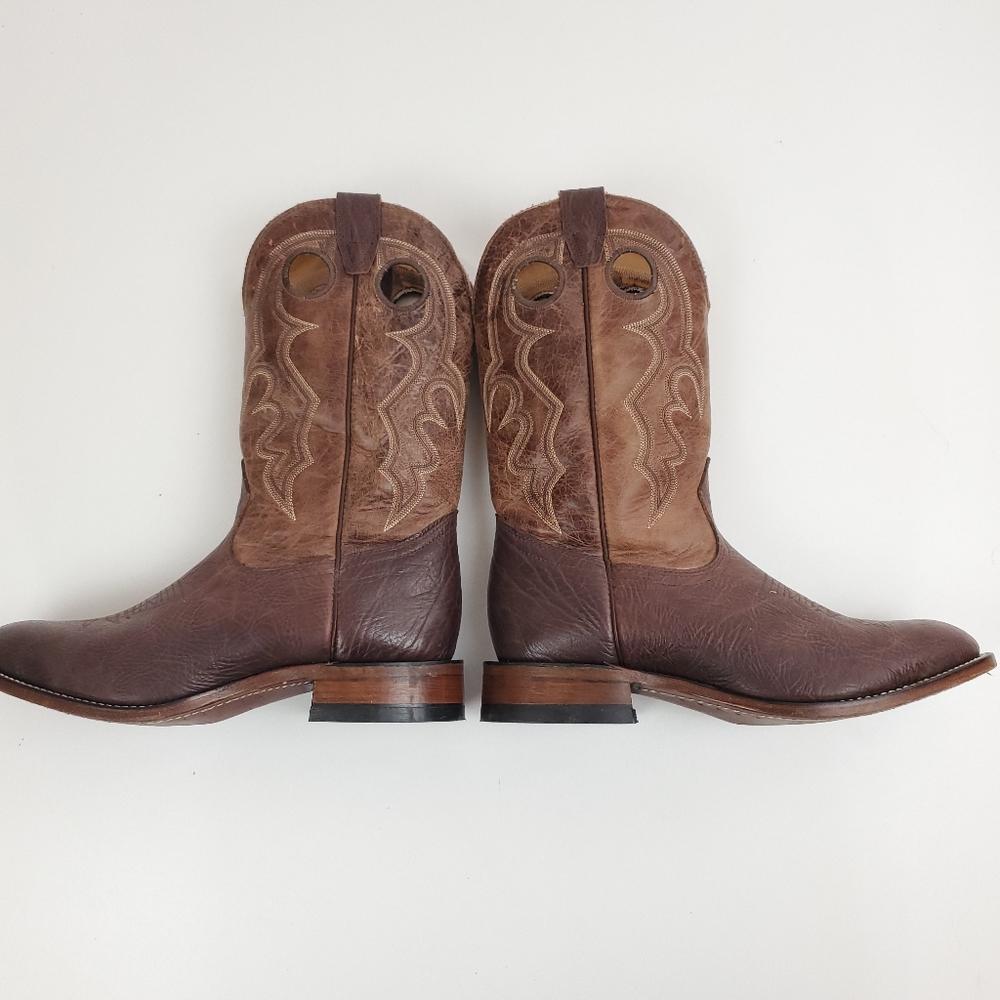 Boulet brown leather cowboy boots, size 8.5 3E - Picture 4 of 8